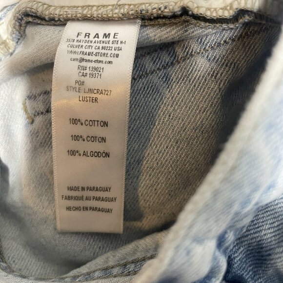 Frame After Jeans Women 26 Le Jane Crop Raw hem Luster Straight Leg wide Boho - Picture 8 of 9